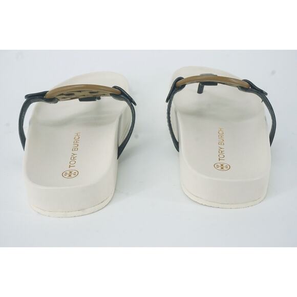 Tory Burch Miller Cloud Leather Thong Sandal SZ 5.5 Logo $298 New White - Picture 7 of 10